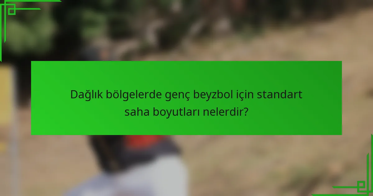 Dağlık bölgelerde genç beyzbol için standart saha boyutları nelerdir?