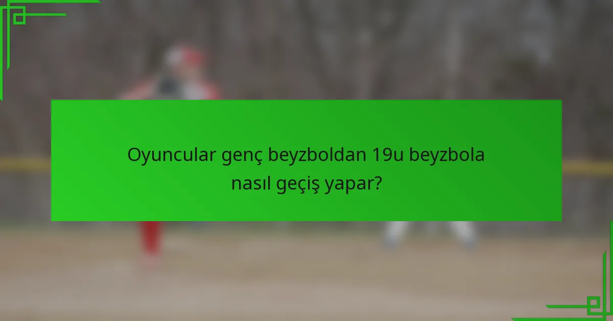 Oyuncular genç beyzboldan 19u beyzbola nasıl geçiş yapar?