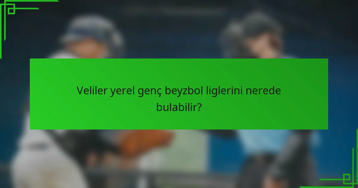 Veliler yerel genç beyzbol liglerini nerede bulabilir?